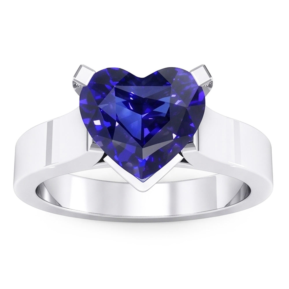 Natural Sapphire Ring 3ct - White Gold 14K