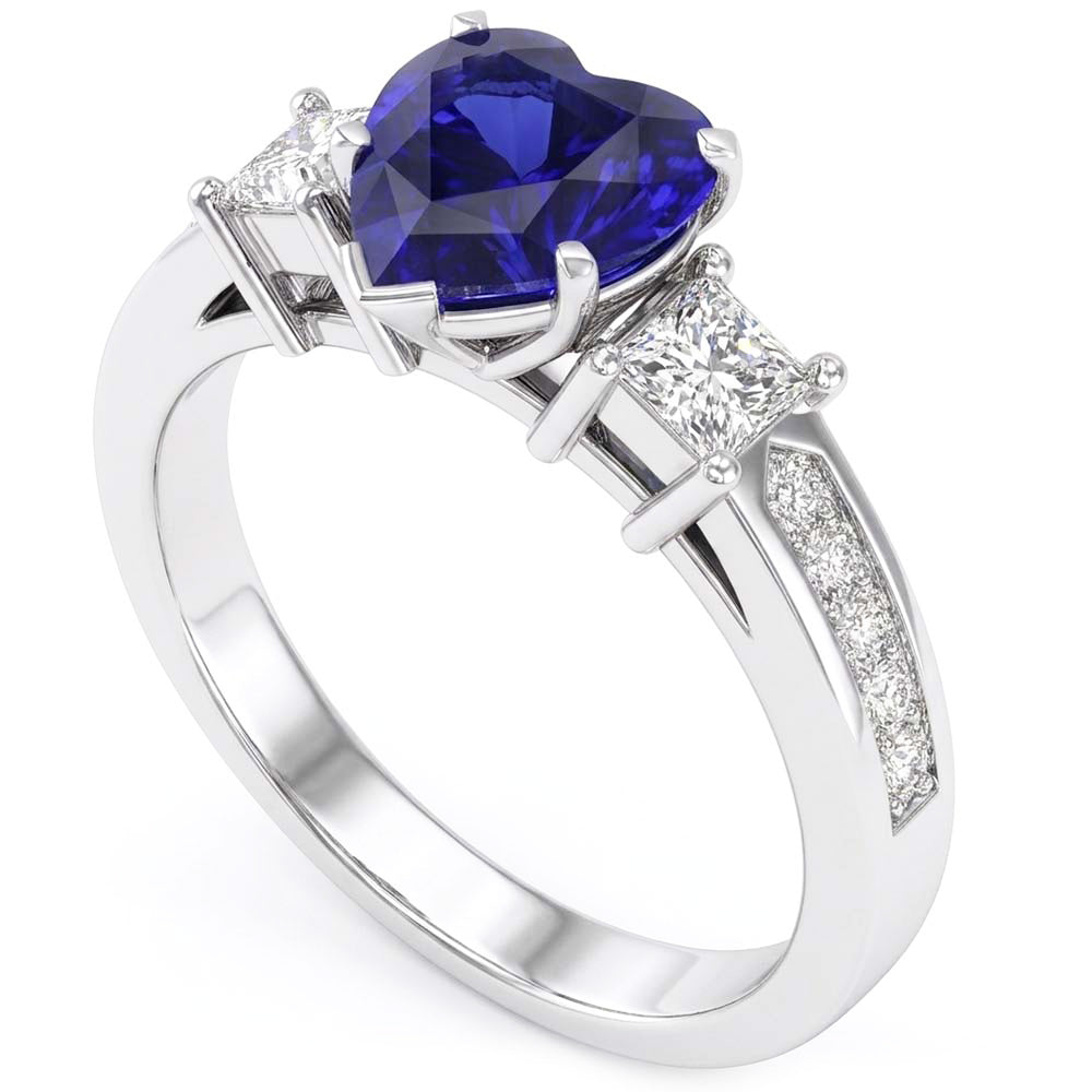 Natural Sapphire Ring 3ct - White Gold 14K