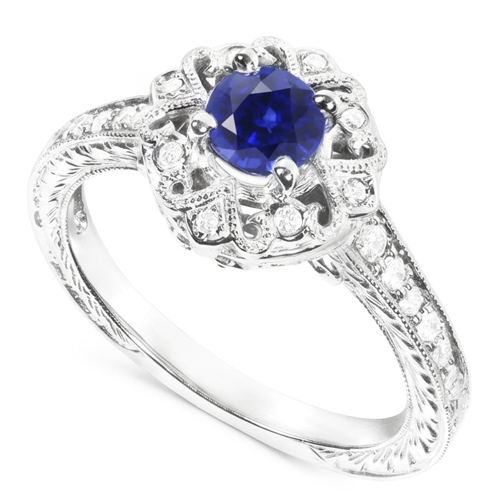 Natural Sapphire Ring 3ct - White Gold 14K
