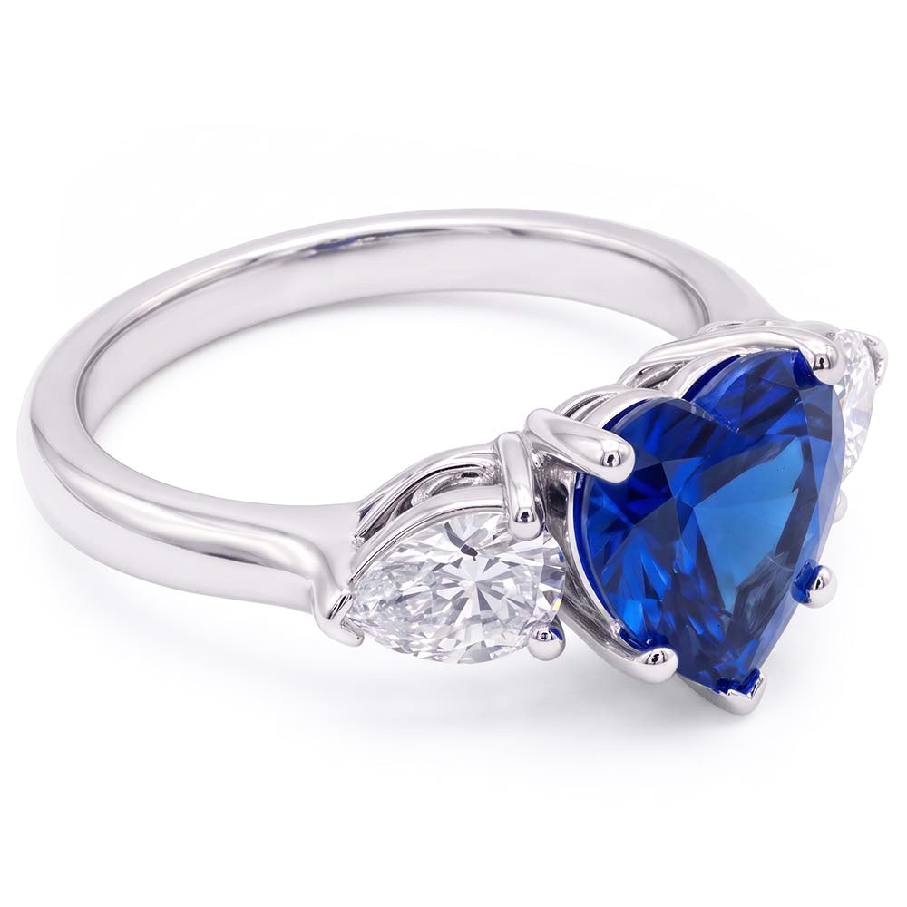 Natural Sapphire Ring 3ct - White Gold 14K