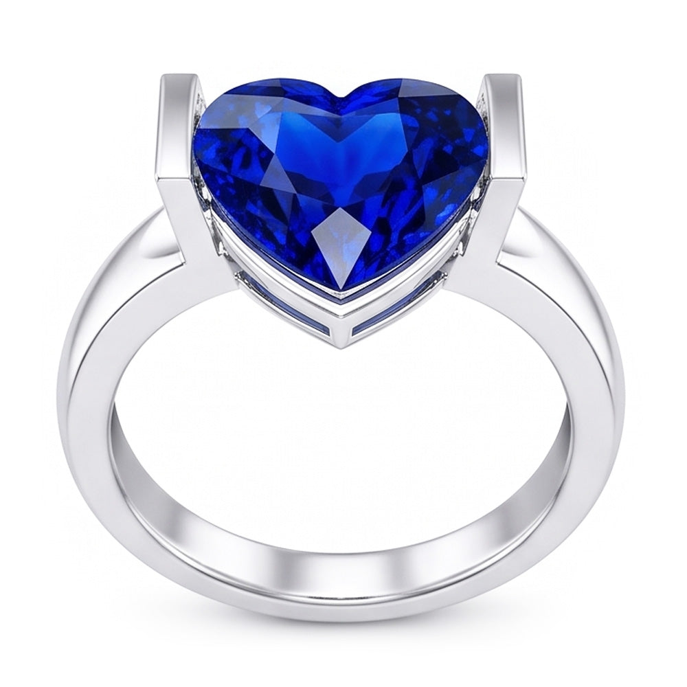 Natural Sapphire Ring 3ct - White Gold 14K
