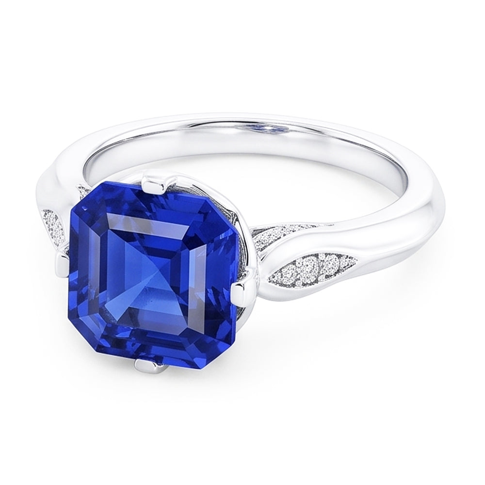Natural Sapphire Ring 3ct - White Gold 14K