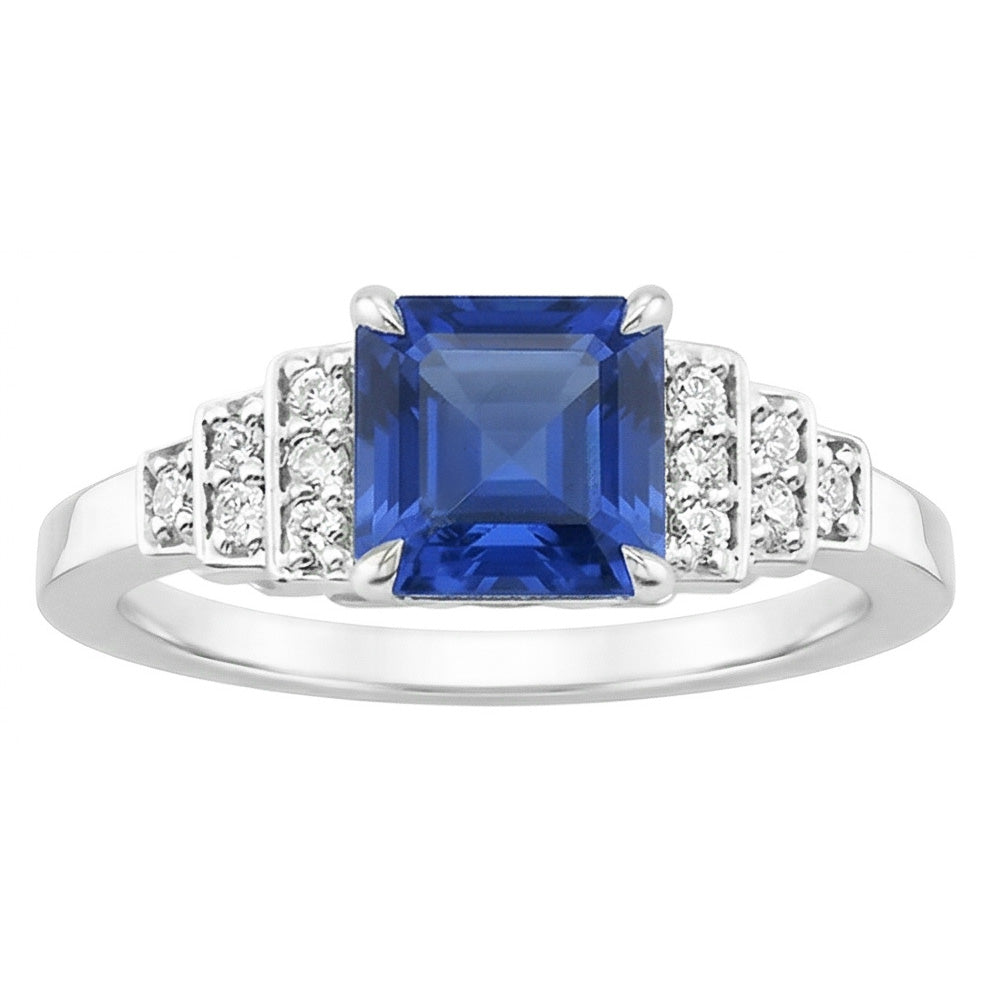 Natural Sapphire Ring 3ct - White Gold 14K
