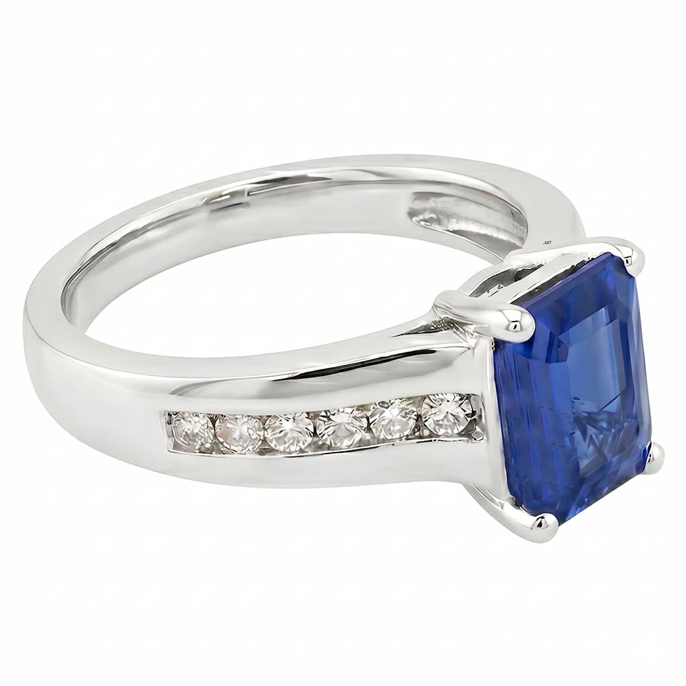 Natural Sapphire Ring 3ct - White Gold 14K