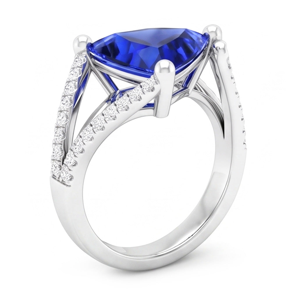 Natural Sapphire Ring 3ct - White Gold 14K