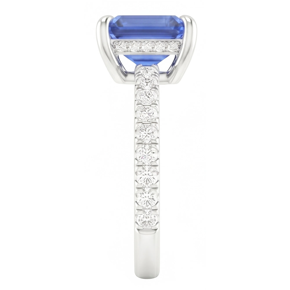 Natural Sapphire Ring 3ct - White Gold 14K