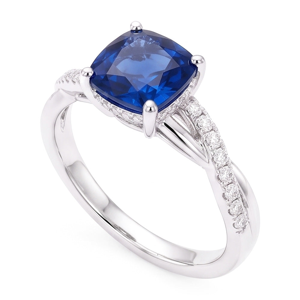 Natural Sapphire Ring 3ct - White Gold 14K