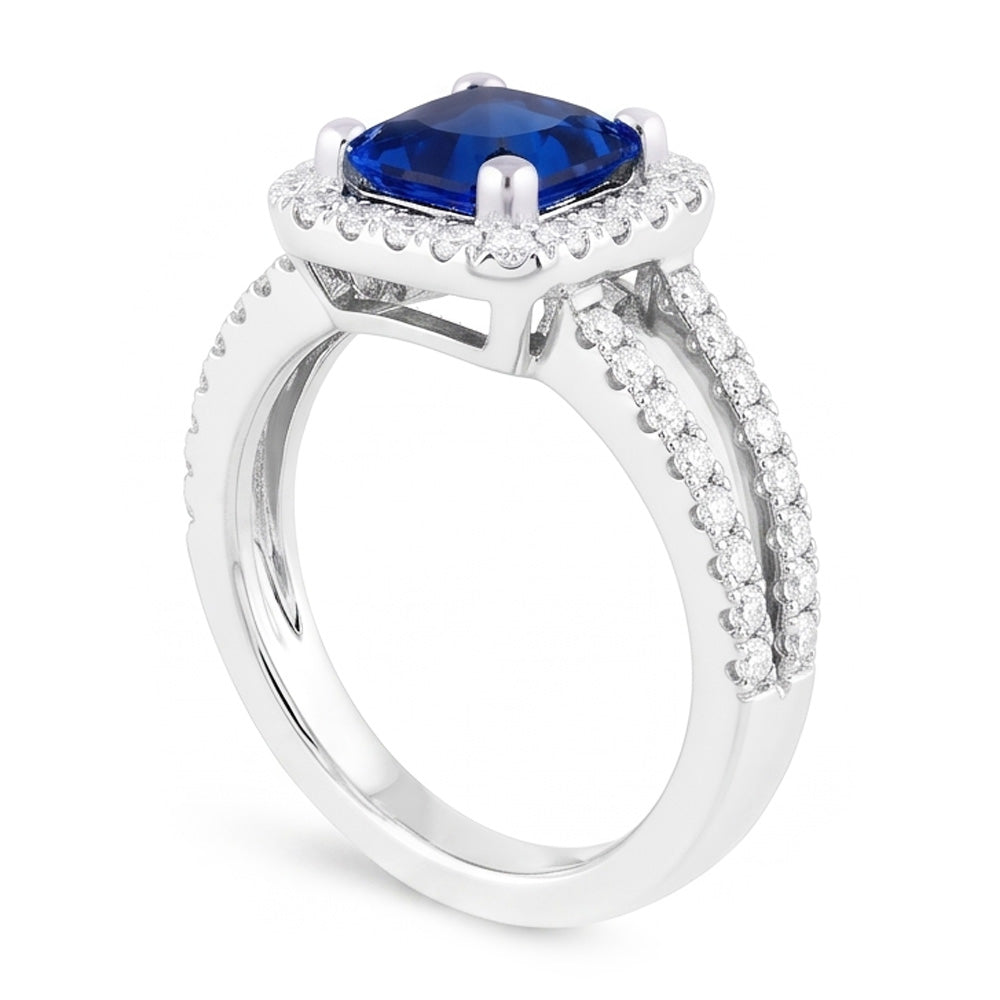 Natural Sapphire Ring 3ct - White Gold 14K