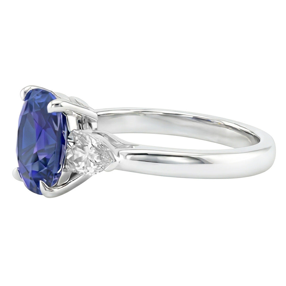 natural oval sapphire 3ct ring top view