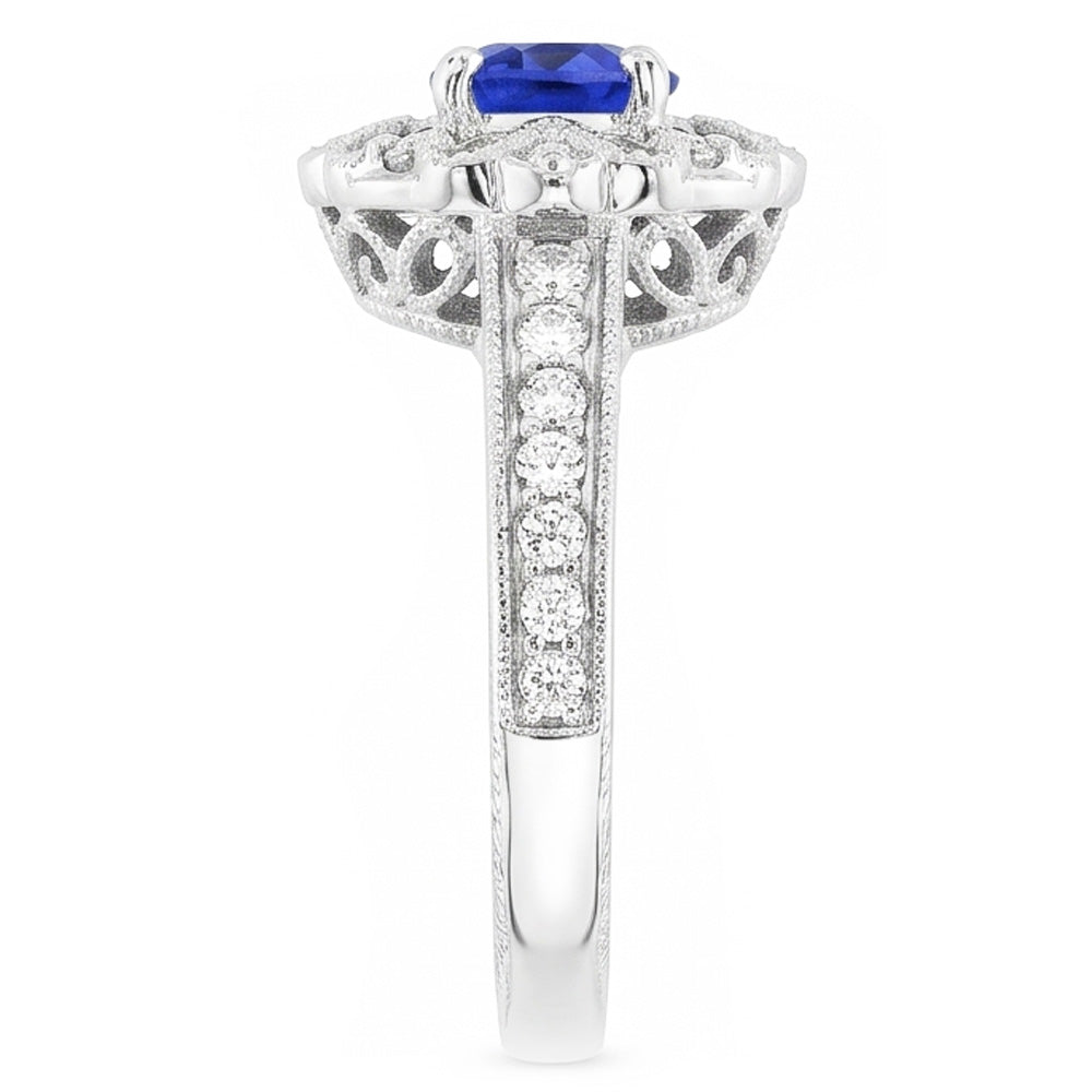 Natural Sapphire Ring 3ct - White Gold 14K