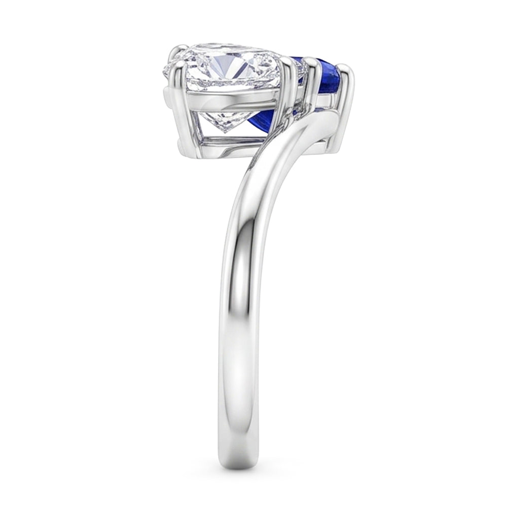 Natural Sapphire Ring 3ct - White Gold 14K