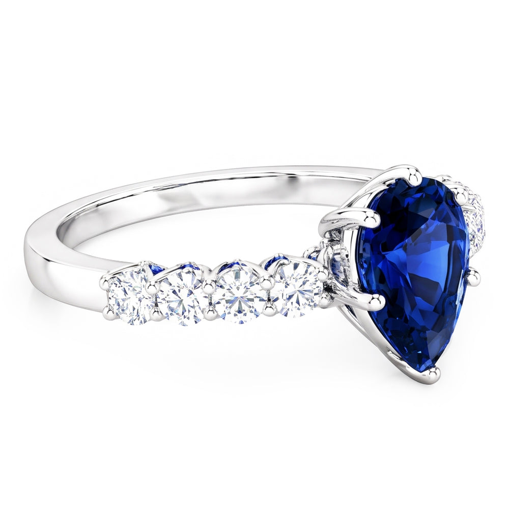 Natural Sapphire Ring 3ct - White Gold 14K