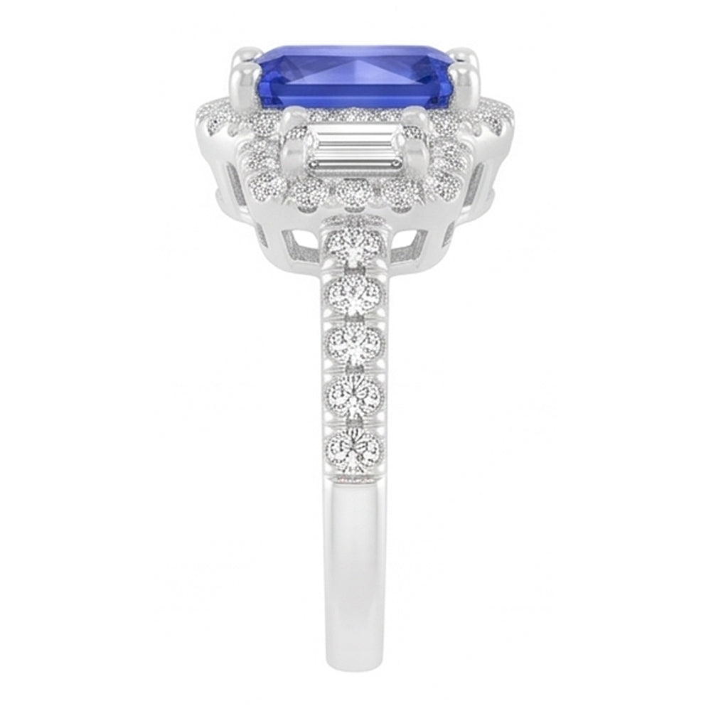 Natural Sapphire Ring 3ct - White Gold 14K