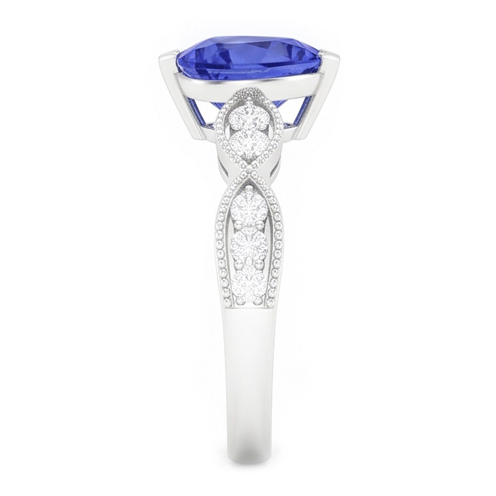 Natural Sapphire Ring 3ct - White Gold 14K