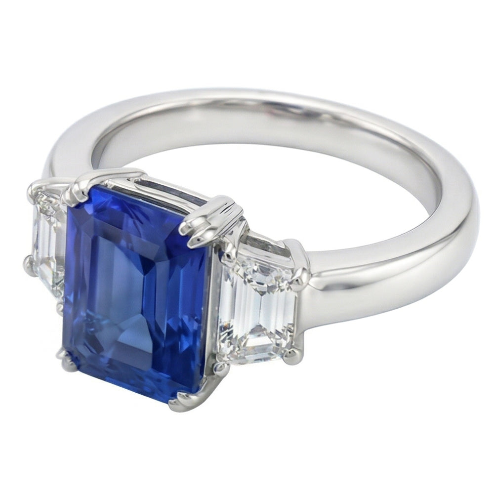 Natural Sapphire Ring 3ct - White Gold 14K