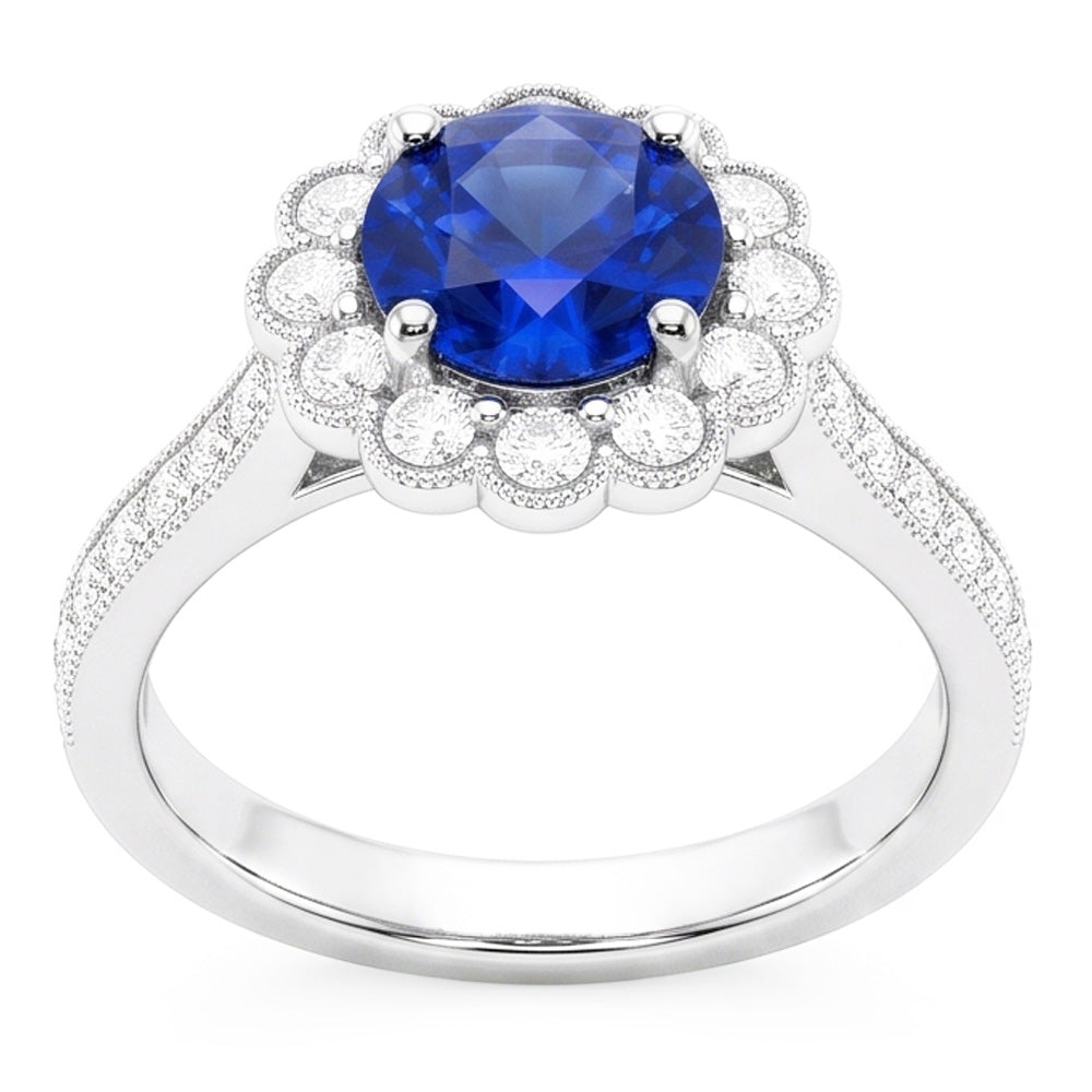 Natural Sapphire Ring 3ct - White Gold 14K