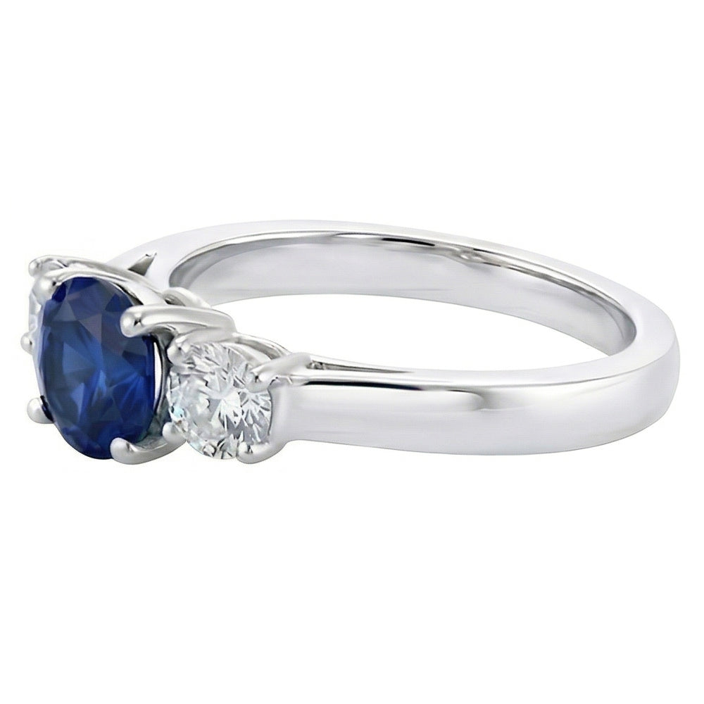 Natural Sapphire Ring 3ct - White Gold 14K