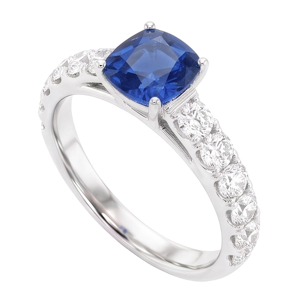 Natural Sapphire Ring 3ct - White Gold 14K