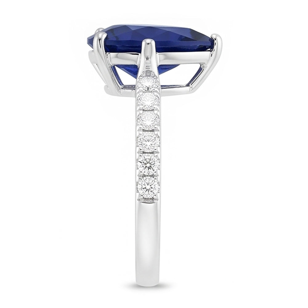Natural Sapphire Ring 3ct - White Gold 14K