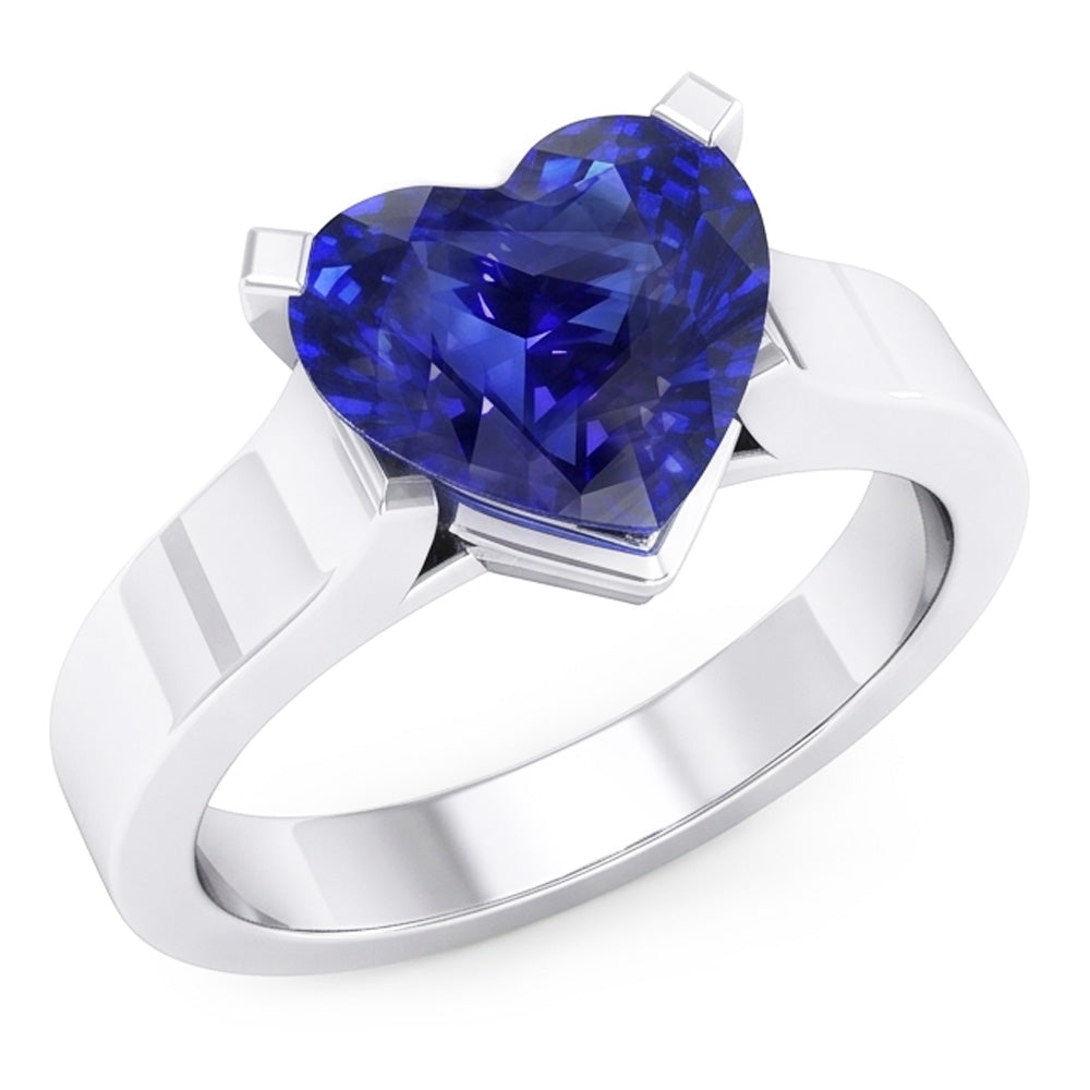 Natural Sapphire Ring 3ct - White Gold 14K