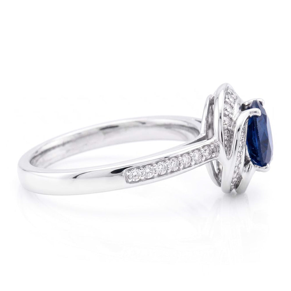 Natural Sapphire Ring 3ct - White Gold 14K