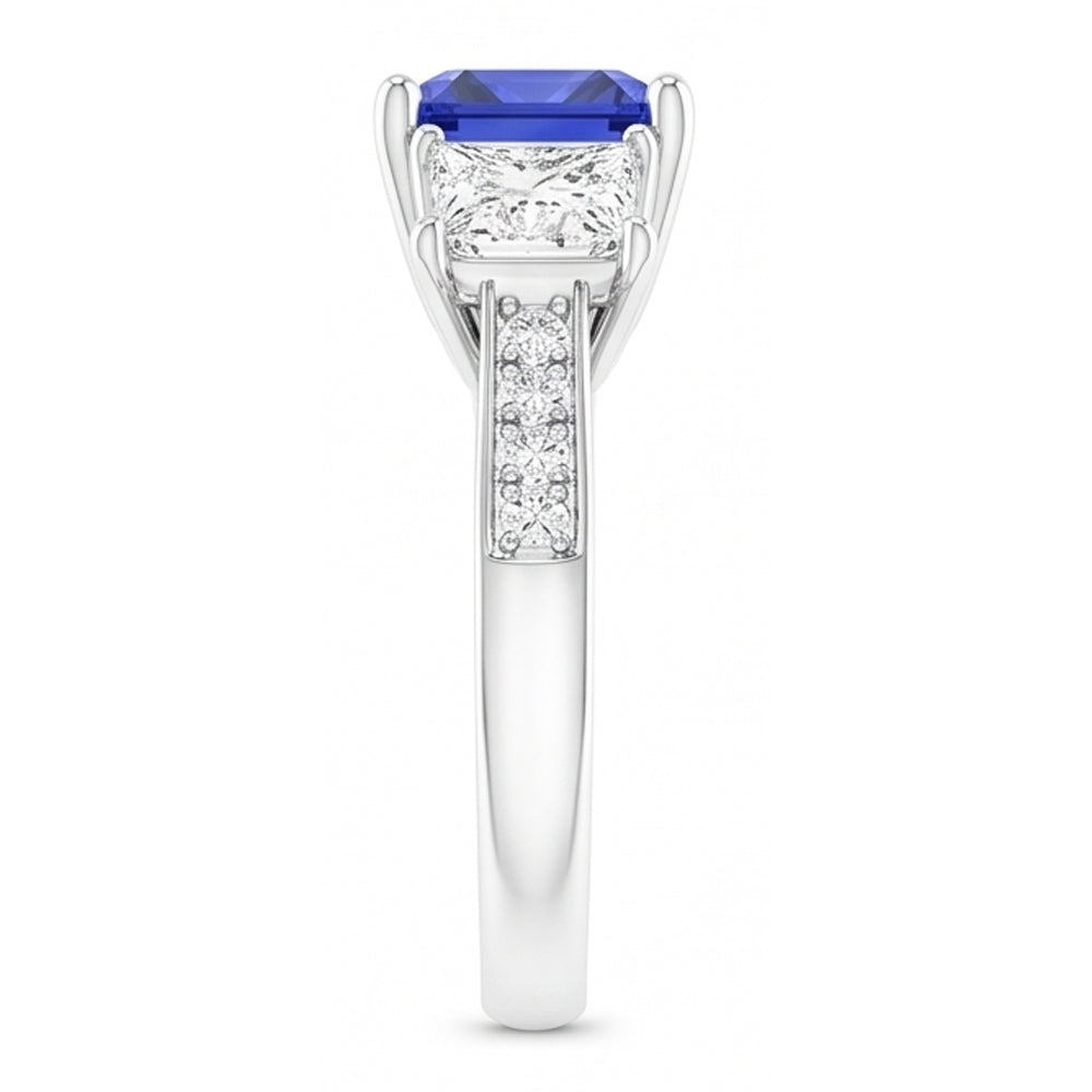 Natural Sapphire Ring 3ct - White Gold 14K