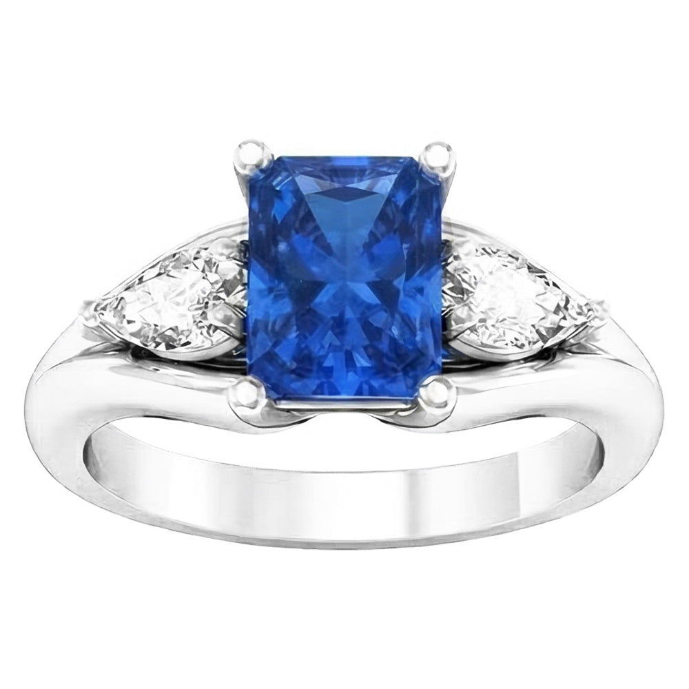 Natural Sapphire Ring 3ct - White Gold 14K