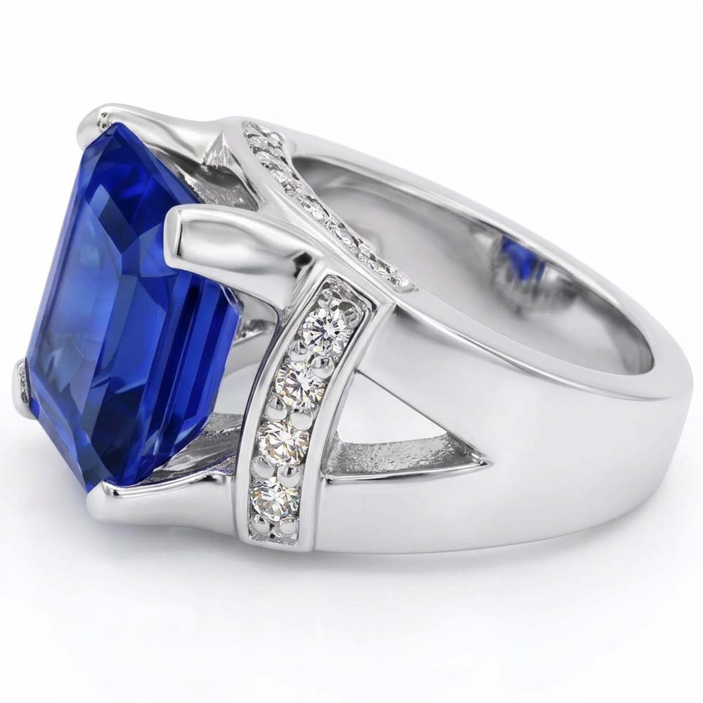 Natural Sapphire Ring 3ct - White Gold 14K