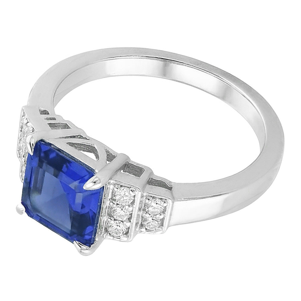 Natural Sapphire Ring 3ct - White Gold 14K
