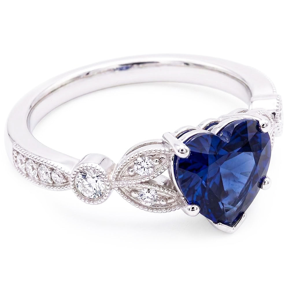Natural Sapphire Ring 3ct - White Gold 14K