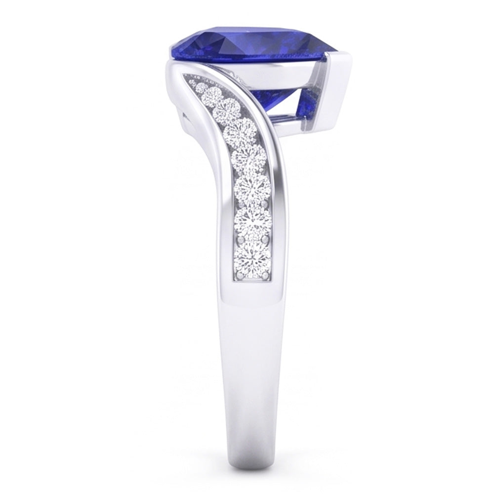 Natural Sapphire Ring 3ct - White Gold 14K