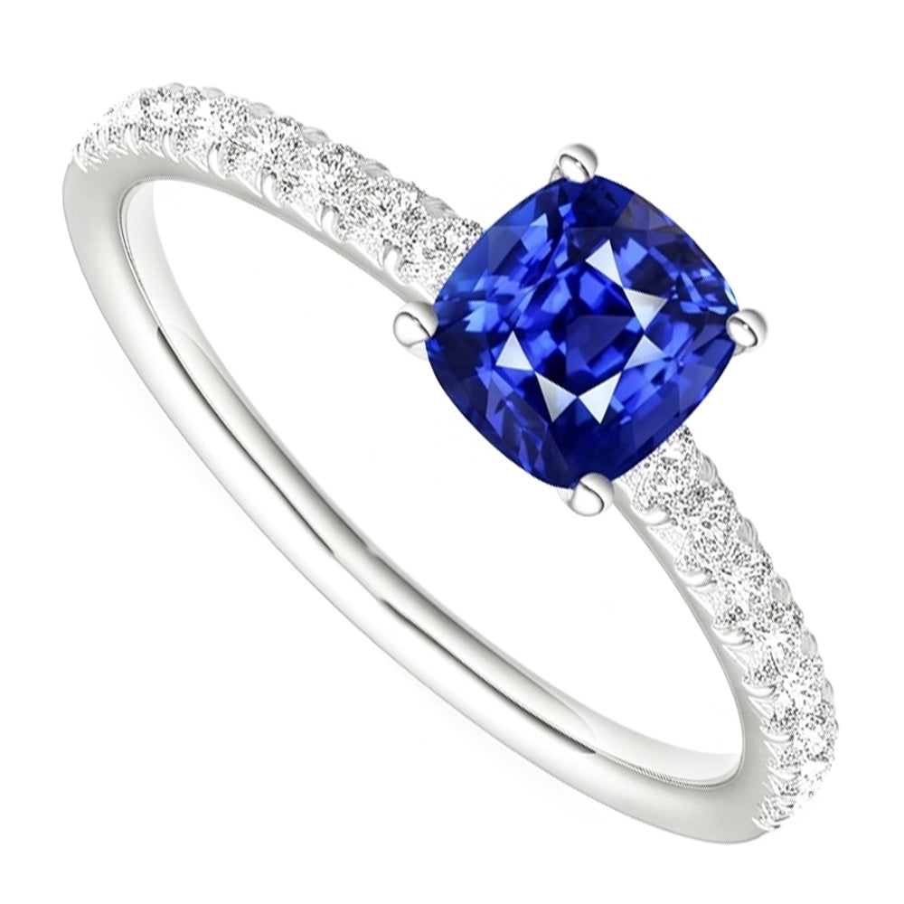 Natural Sapphire Ring 3ct - White Gold 14K