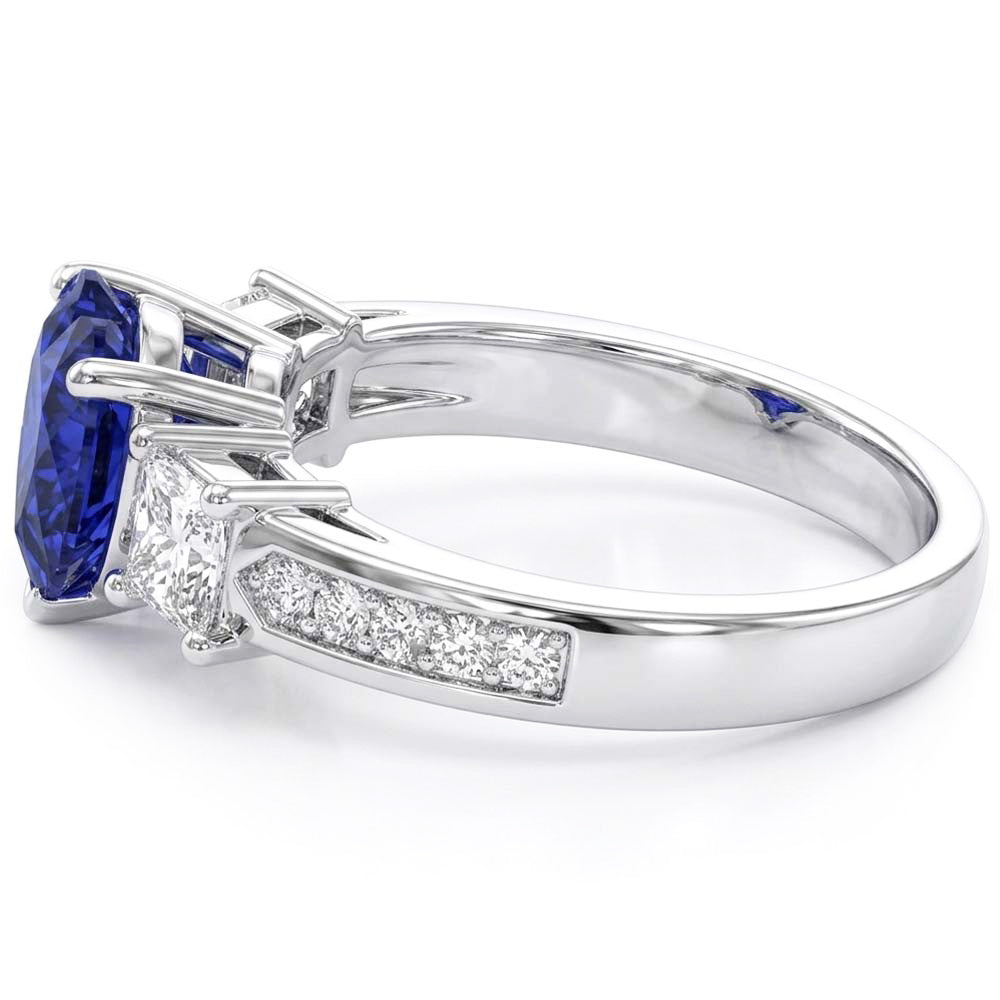 Natural Sapphire Ring 3ct - White Gold 14K