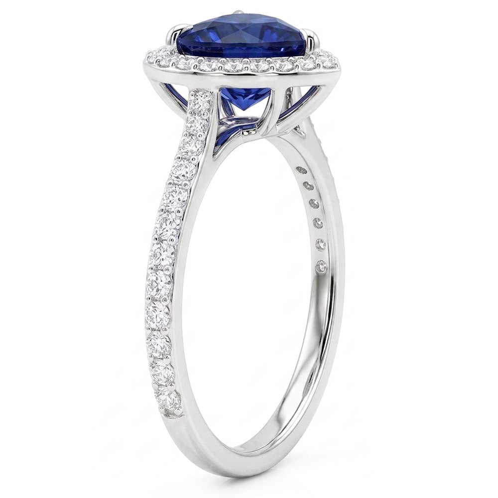 Natural Sapphire Ring 3ct - White Gold 14K