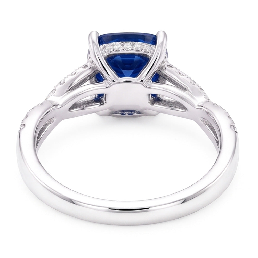 Natural Sapphire Ring 3ct - White Gold 14K