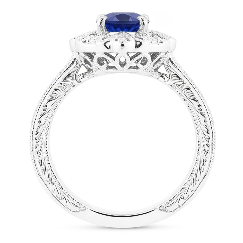 Natural Sapphire Ring 3ct - White Gold 14K