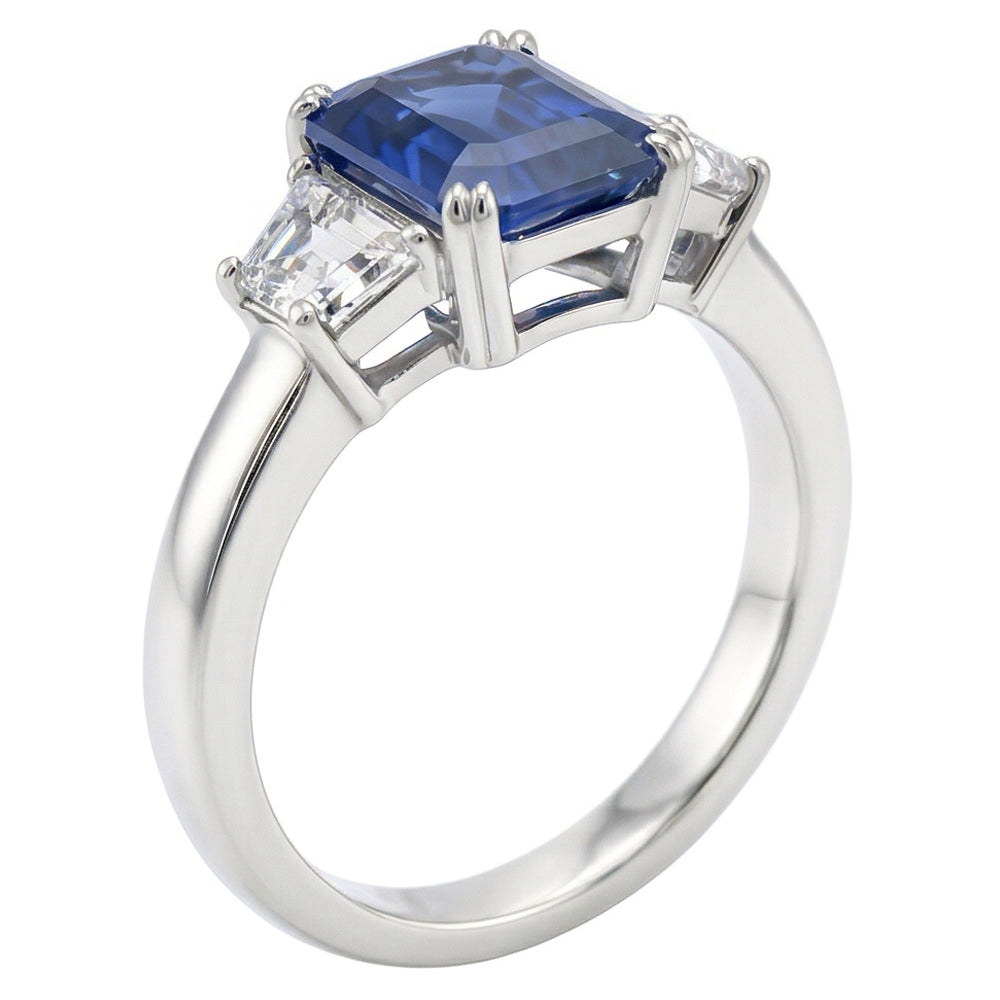 Natural Sapphire Ring 3ct - White Gold 14K