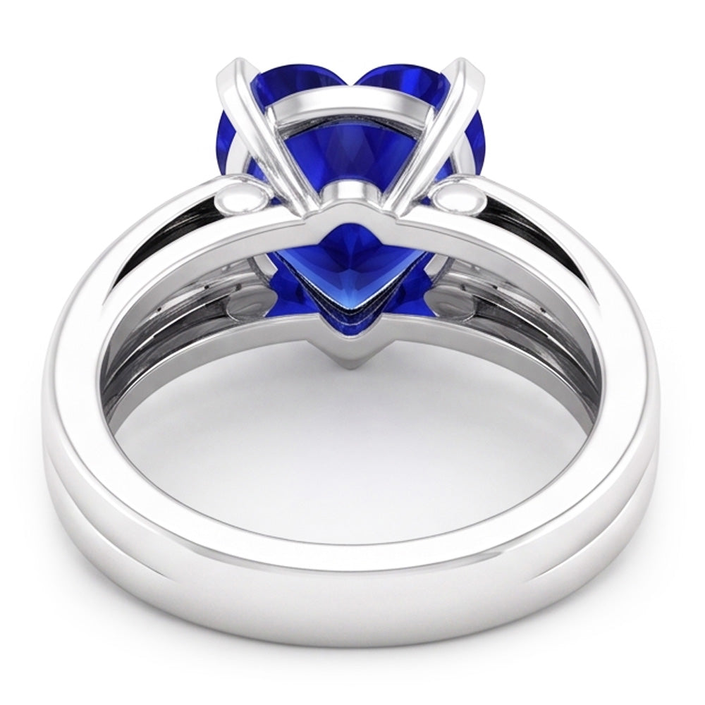 Natural Sapphire Ring 3ct - White Gold 14K