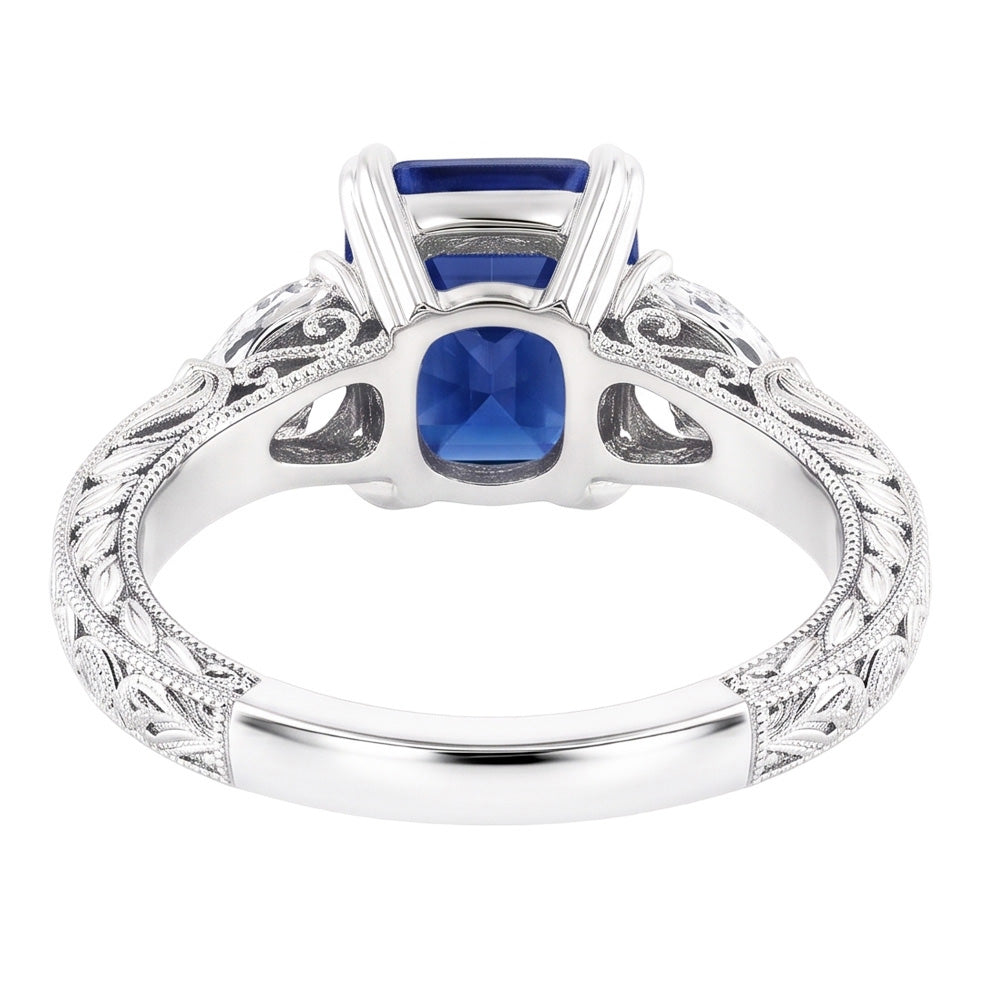 Natural Sapphire Ring 3ct - White Gold 14K