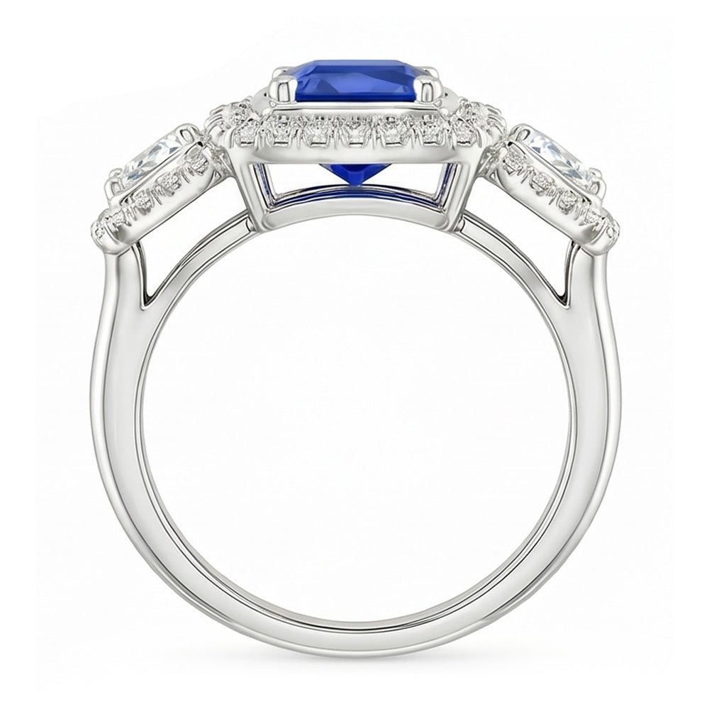Natural Sapphire Ring 3ct - White Gold 14K