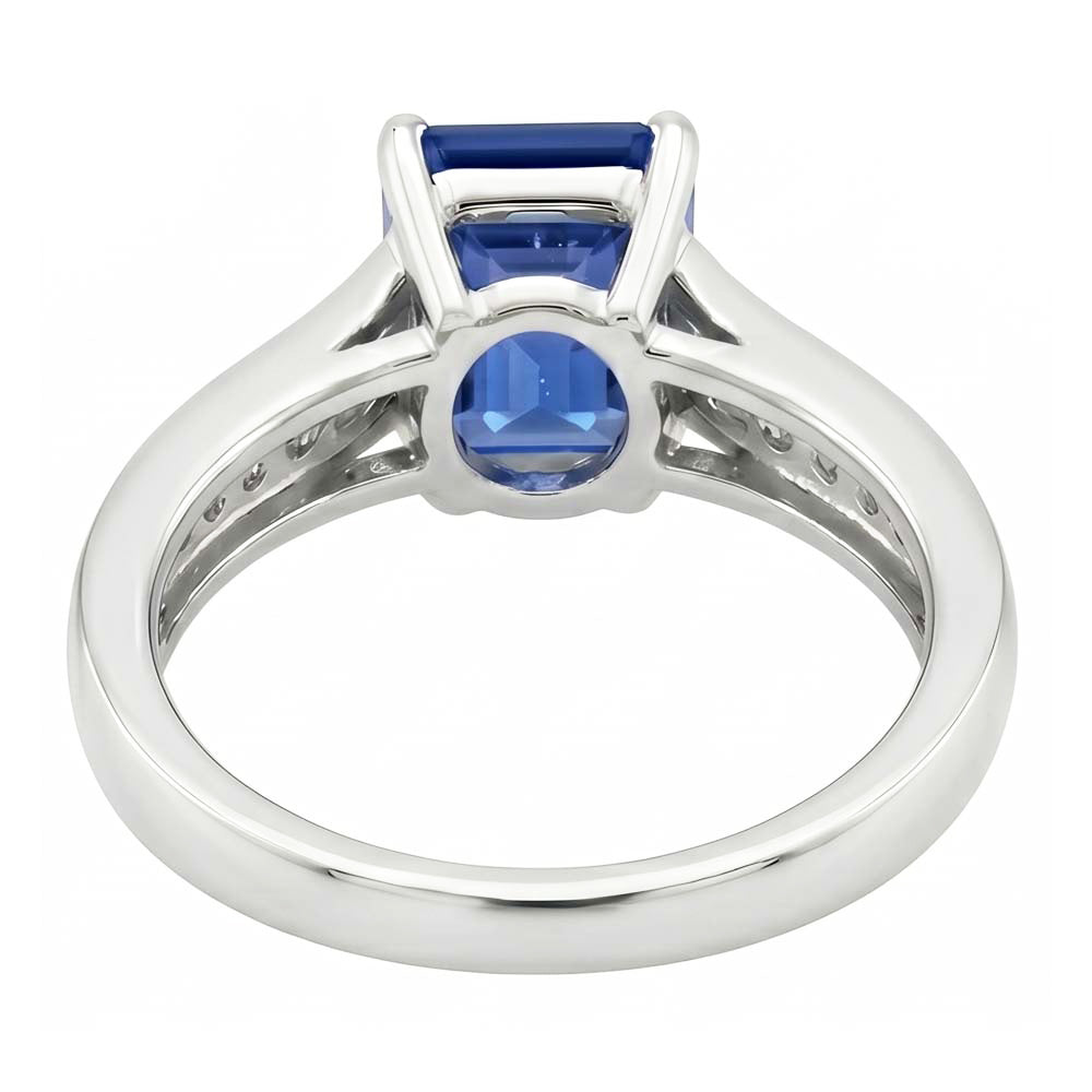 Natural Sapphire Ring 3ct - White Gold 14K