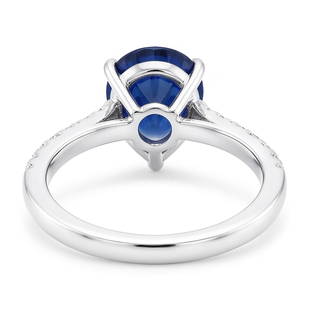 Natural Sapphire Ring 3ct - White Gold 14K