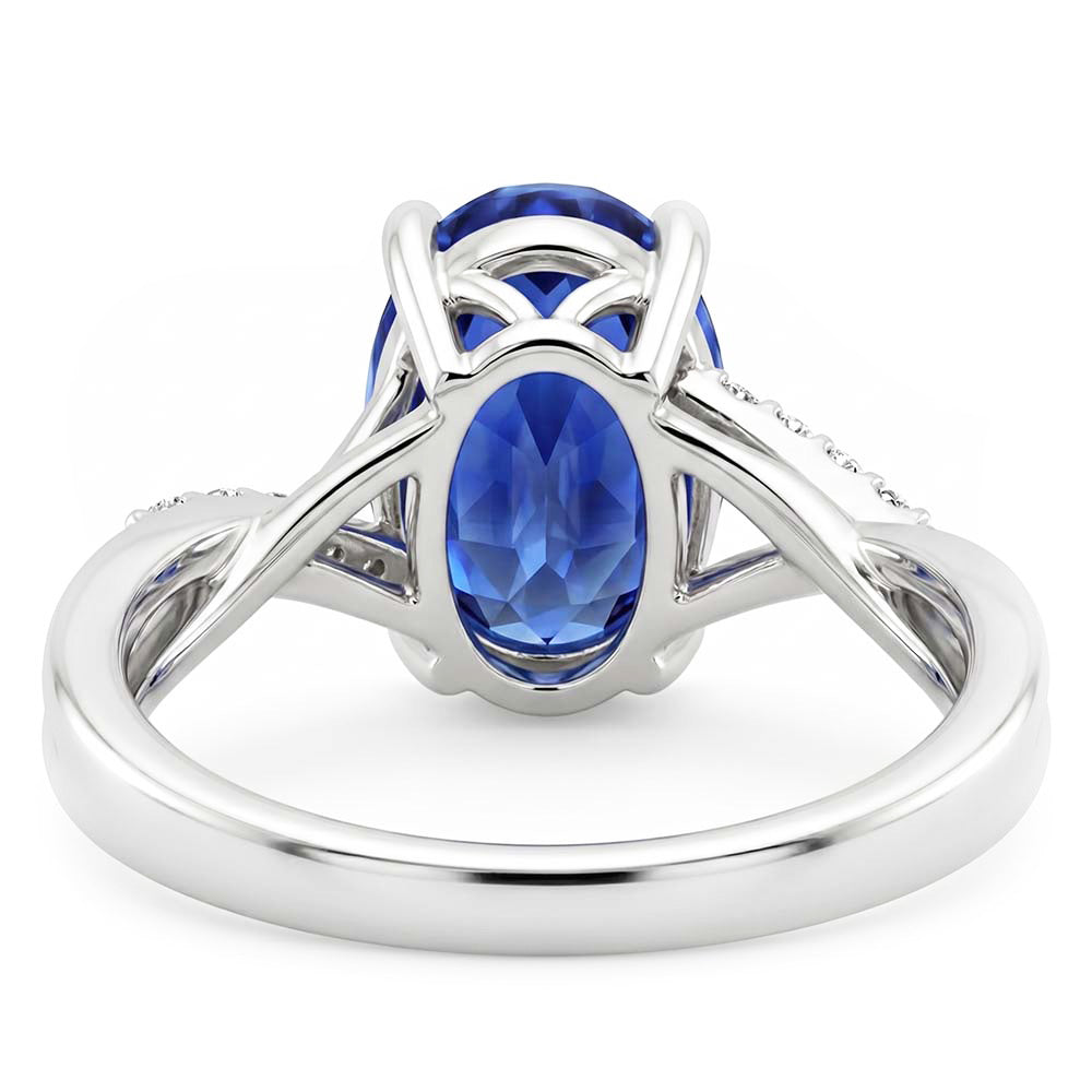 Natural Sapphire Ring 3ct - White Gold 14K