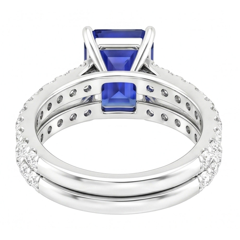 Natural Sapphire Ring 3ct - White Gold 14K