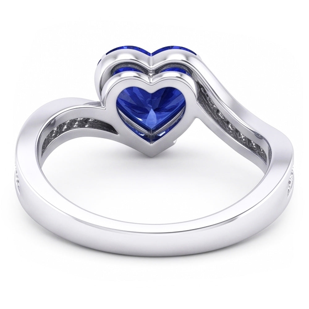 Natural Sapphire Ring 3ct - White Gold 14K