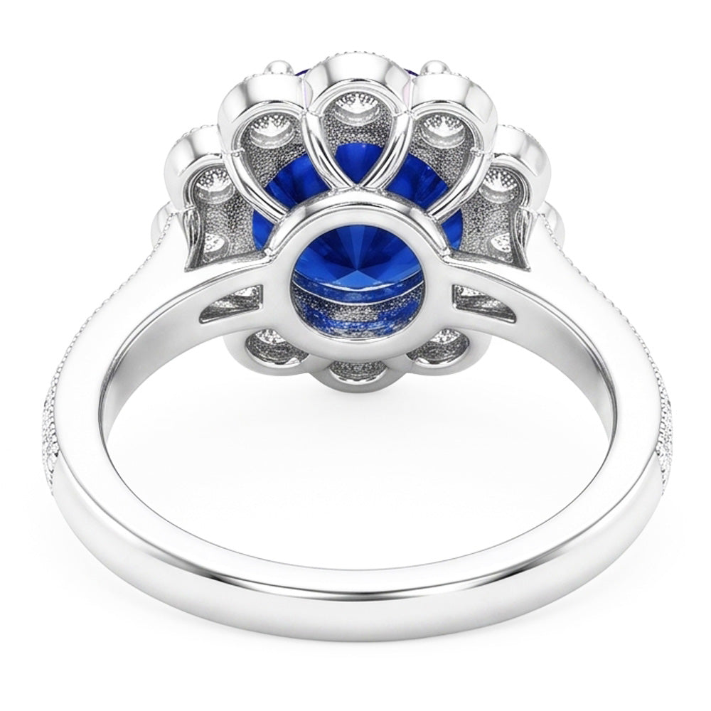 Natural Sapphire Ring 3ct - White Gold 14K