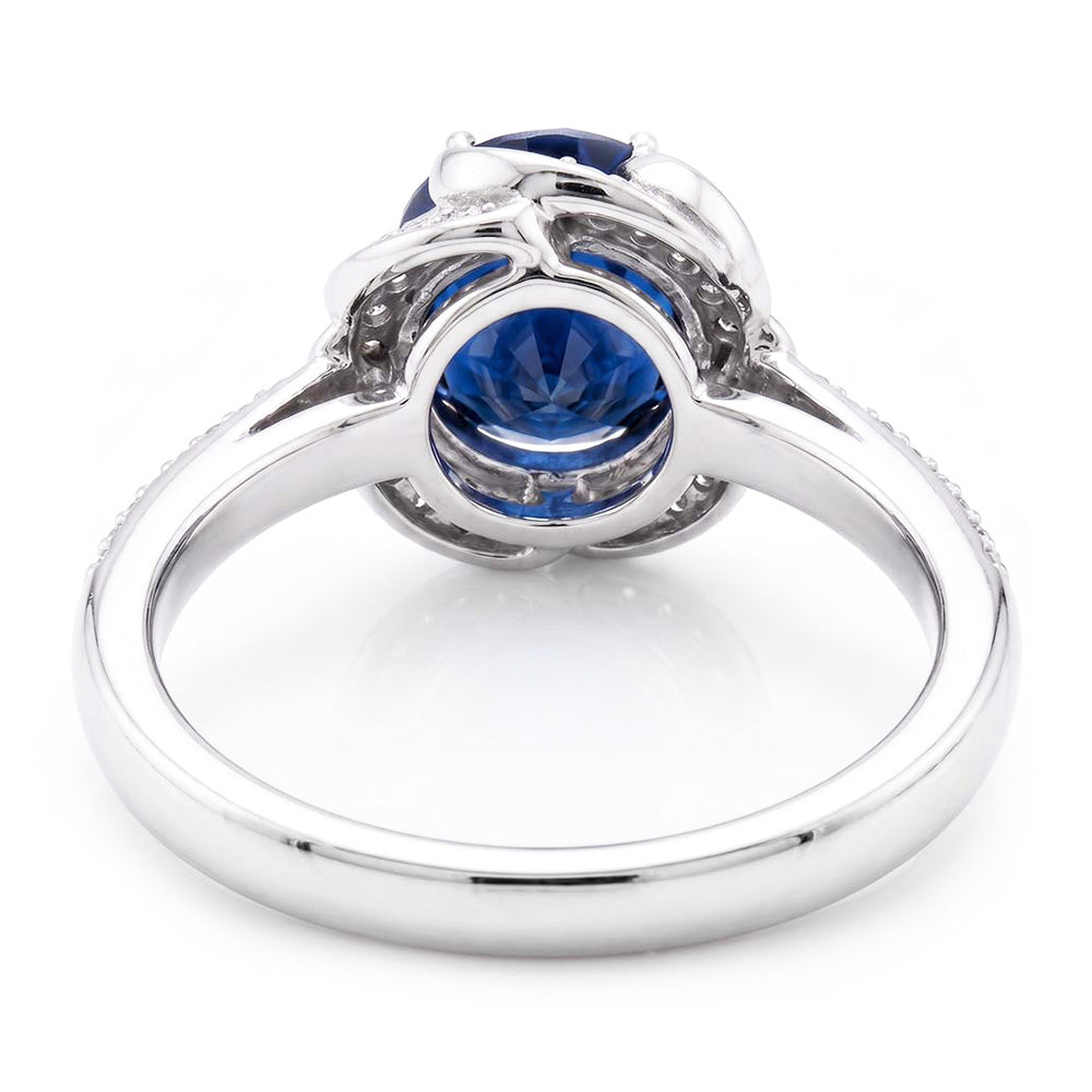 Natural Sapphire Ring 3ct - White Gold 14K
