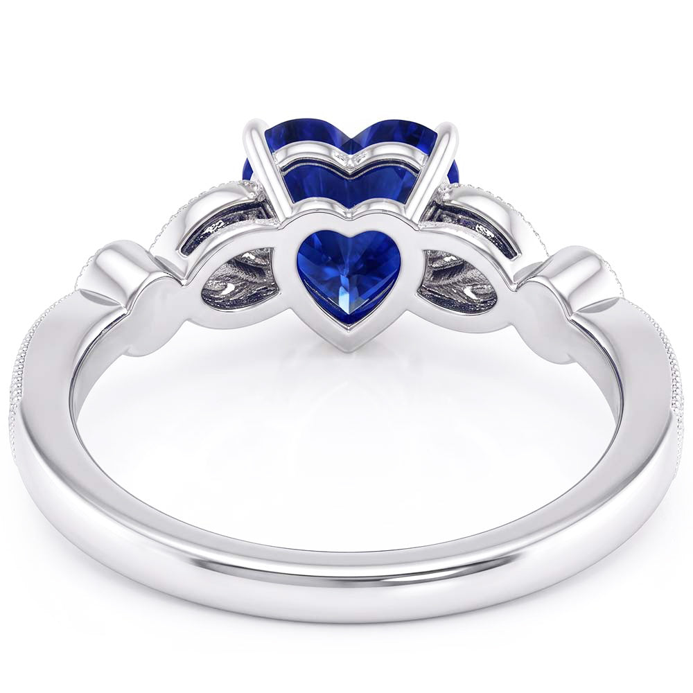 Natural Sapphire Ring 3ct - White Gold 14K
