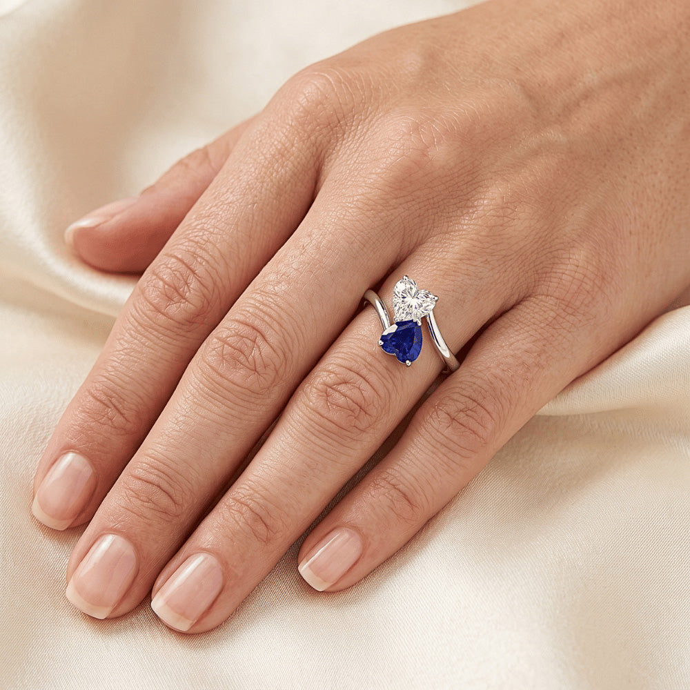 Natural Sapphire Ring 3ct - White Gold 14K