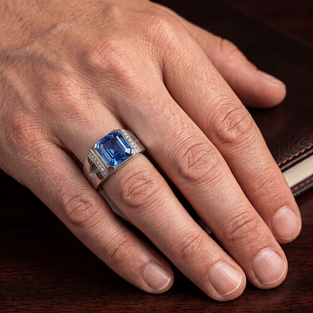 Natural Sapphire Ring 3ct - White Gold 14K
